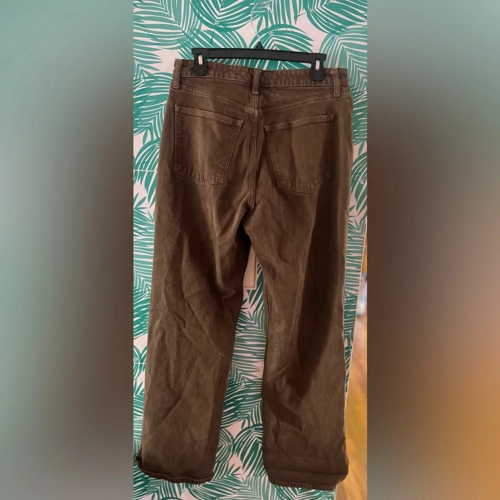 Abercrombie & Fitch Olive Green High-Rise Straight Jeans - Picture 2 of 6